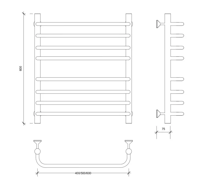 Полотенцесушитель Secado Мерида 4  водяной, хром, Выбрать размер: 40х60, изображение 2