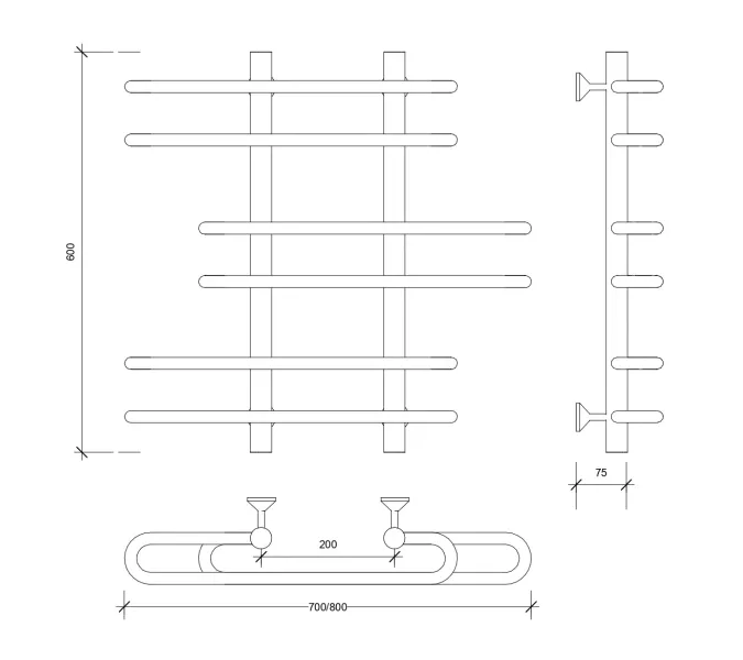 Полотенцесушитель Secado Венеция 6  водяной, хром, Выбрать размер: 70х60, изображение 2