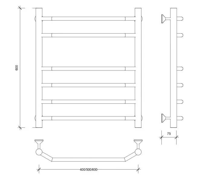 Полотенцесушитель Secado Агата 5 водяной, хром, Выбрать размер: 40х60, изображение 2