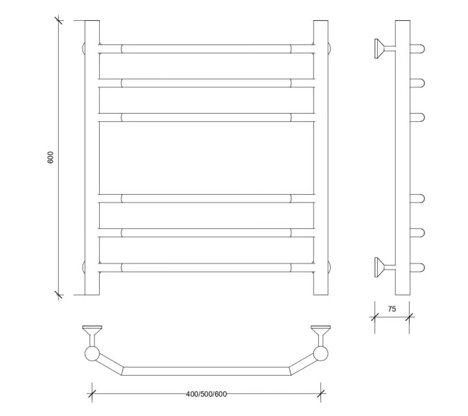 Полотенцесушитель Secado Агата 3 , водяной, хром, Выбрать размер: 40х60, изображение 2