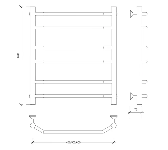 Полотенцесушитель Secado Агата 2 , водяной, хром, Выбрать размер: 40х60, изображение 2
