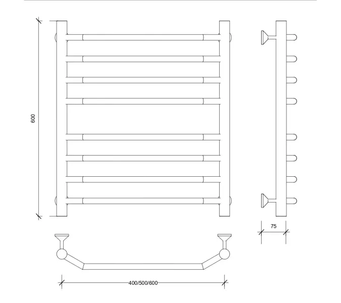 Полотенцесушитель Secado Агата 4  водяной, хром, Выбрать размер: 40х60, изображение 2