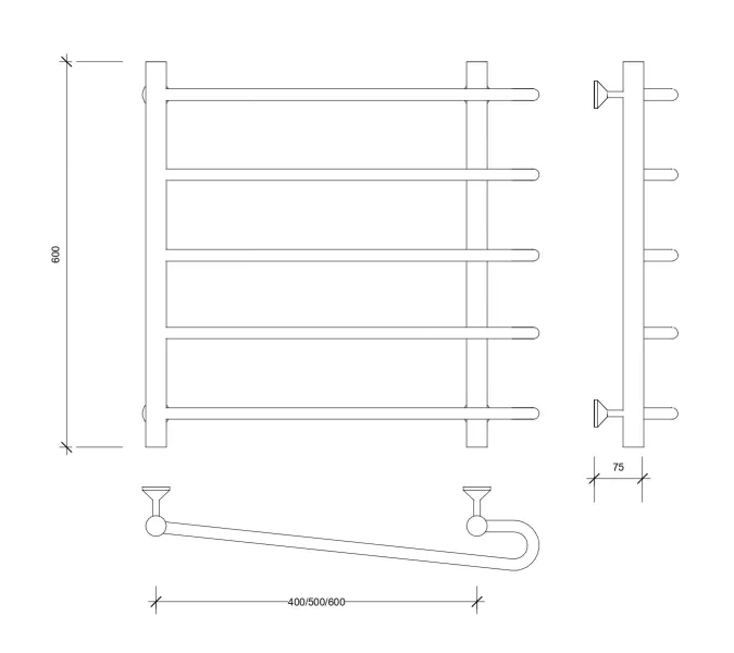 Полотенцесушитель Secado Венеция 2 водяной, хром, Выбрать размер: 50х60, изображение 3