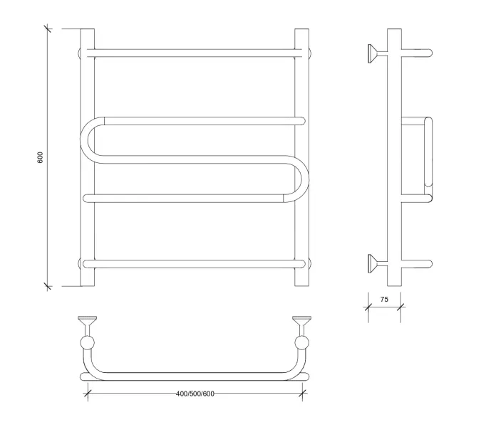 Полотенцесушитель Secado Валенсия 2  водяной, хром, Выбрать размер: 40х60, изображение 2