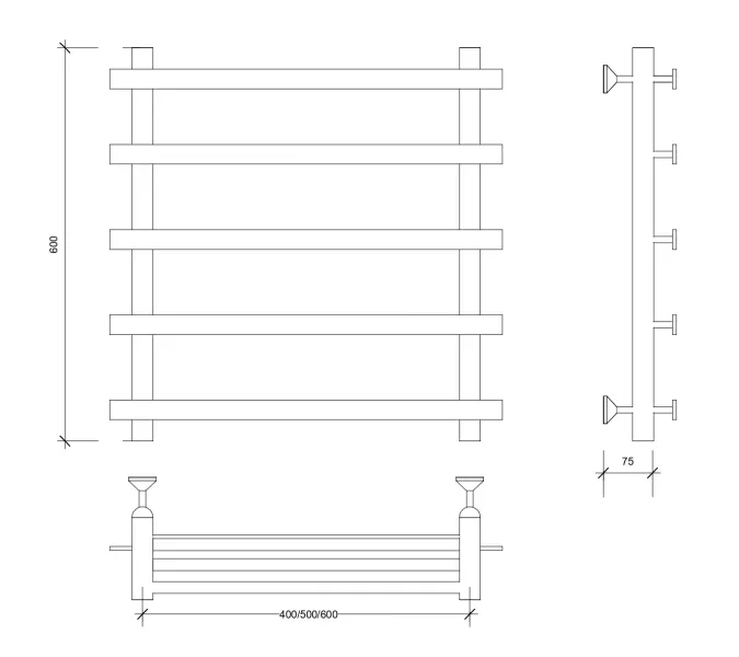 Полотенцесушитель Secado Понтида 1 водяной, хром, Выбрать размер: 50х60, изображение 2