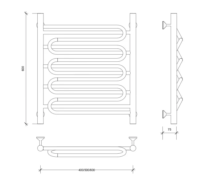 Полотенцесушитель Secado Валенсия 3  водяной, хром, Выбрать размер: 40х60, изображение 2