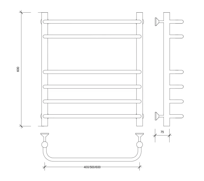 Полотенцесушитель Secado Мерида 5 водяной, хром, Выбрать размер: 40х60, изображение 2