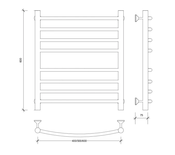 Полотенцесушитель Secado Милан 4  водяной, хром, Выбрать размер: 40х60, изображение 2
