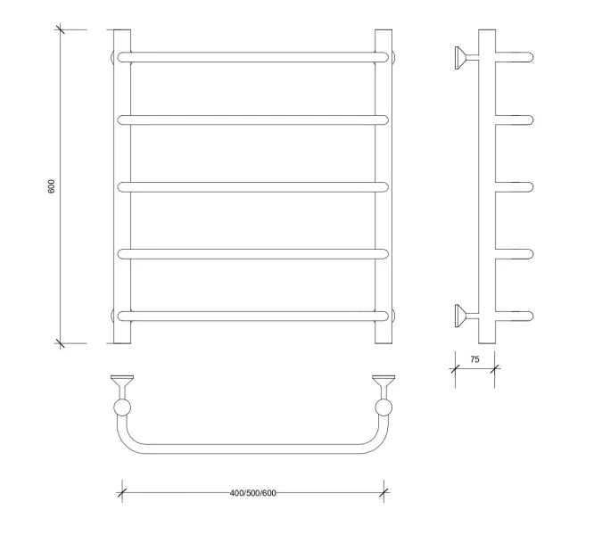 Полотенцесушитель Secado Мерида 1 водяной, хром, Выбрать размер: 40х60, изображение 4