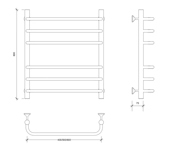 Полотенцесушитель Secado Мерида 3 водяной, хром, Выбрать размер: 40х60, изображение 2