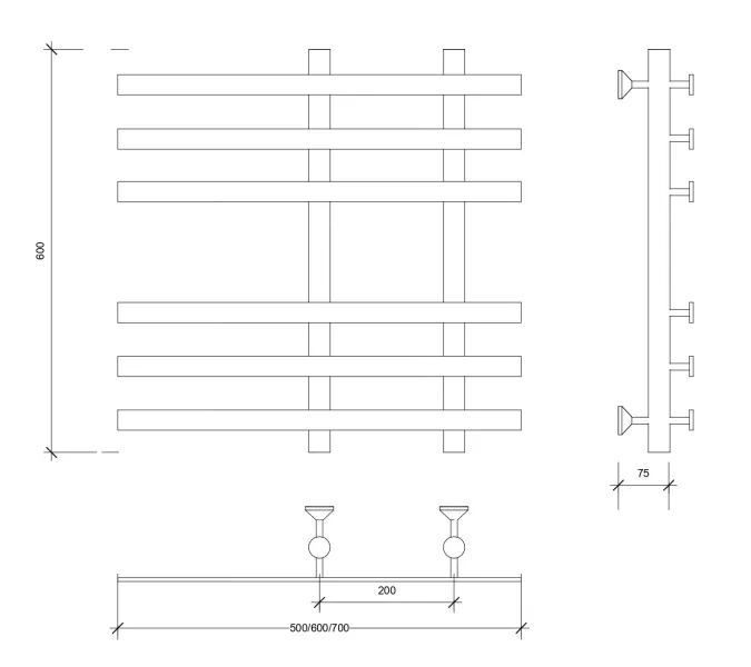 Полотенцесушитель Secado Понтида 3  водяной, хром, Выбрать размер: 50х60, изображение 2