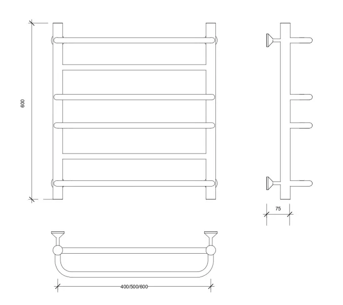 Полотенцесушитель Secado Верона 1  водяной, хром, Выбрать размер: 40х60, изображение 2