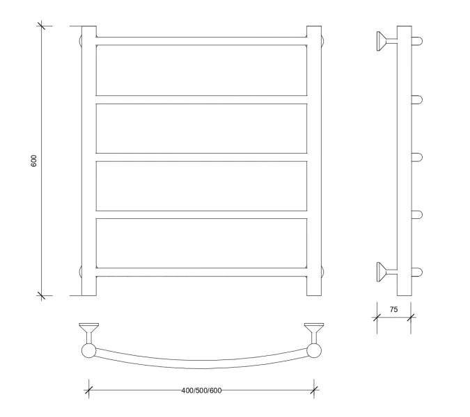Полотенцесушитель Secado Милан 1 водяной, хром, Выбрать размер: 40х60, изображение 2