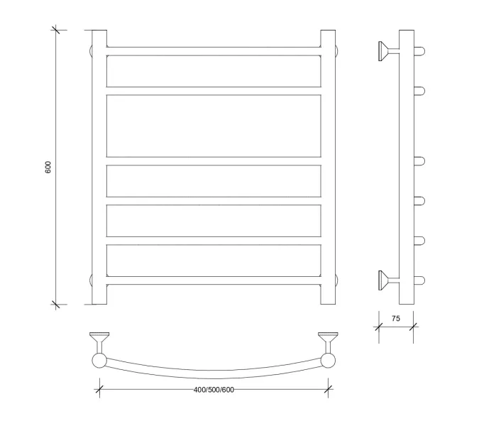 Полотенцесушитель Secado Милан 5 водяной, хром, Выбрать размер: 40х60, изображение 2