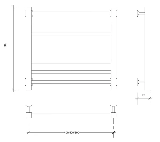 Полотенцесушитель Secado Модена водяной, хром, Выбрать цвет: Хром, Выбрать размер: 40х60, изображение 2