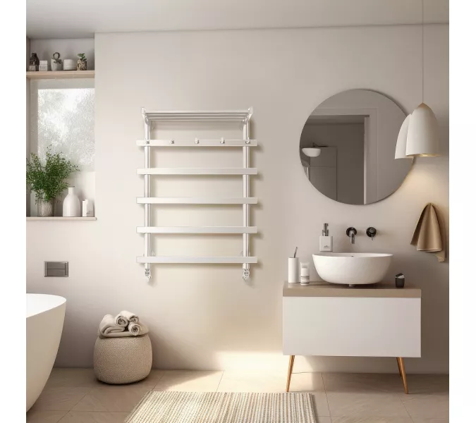 Полотенцесушитель Secado Понтида 1 КСП с крючками и полочкой , водяной, хром, Выбрать размер: 50х60, изображение 3