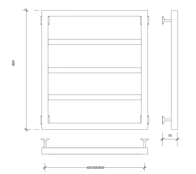 Полотенцесушитель Secado Парма 2 водяной, ЧЕРНЫЙ МАТОВЫЙ, Выбрать размер: 40х60, изображение 4
