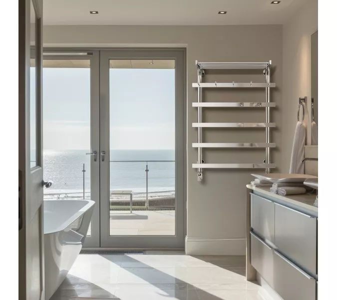 Полотенцесушитель Secado Понтида 1 КСП с крючками и полочкой , водяной, хром, Выбрать размер: 50х60, изображение 4