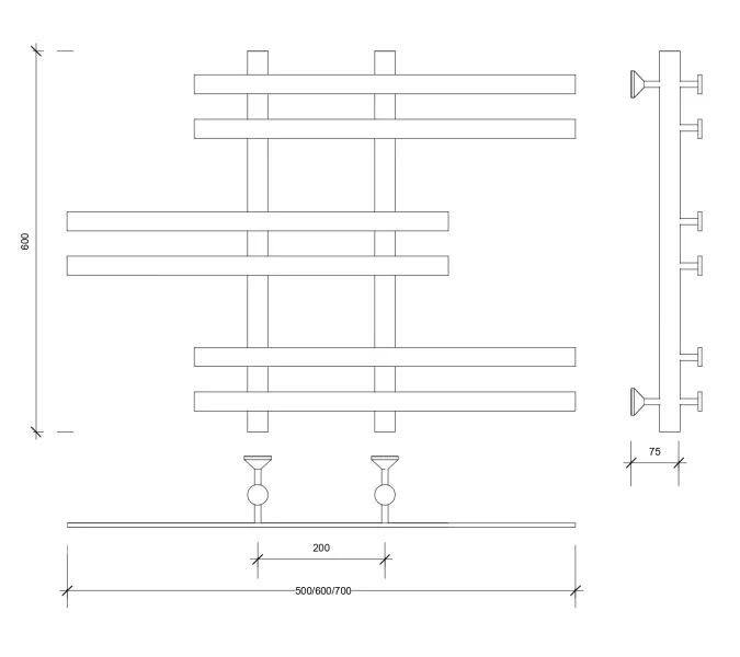 Полотенцесушитель Secado Понтида 6 водяной, хром, Выбрать размер: 50х60, изображение 2