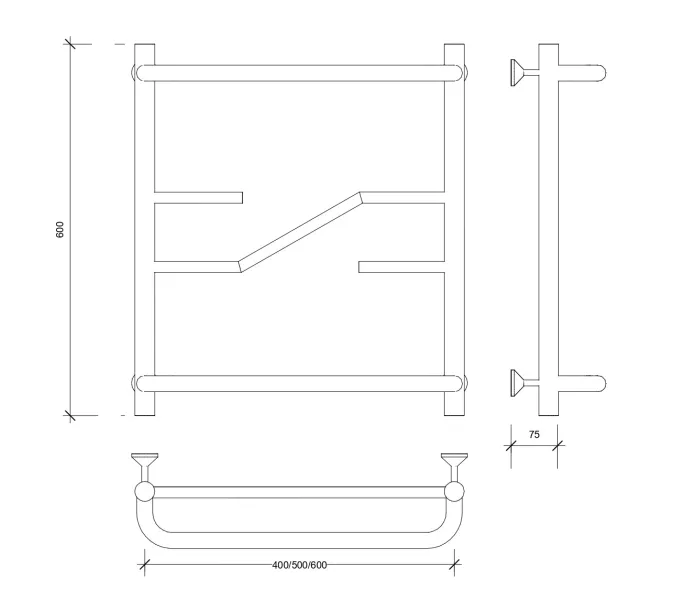 Полотенцесушитель Secado Риволи СП , с полочкой , водяной, хром, Выбрать размер: 40х60, изображение 2