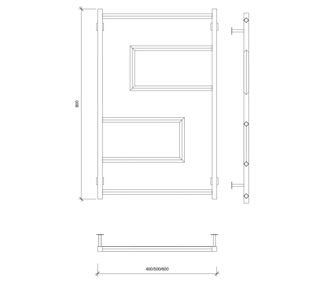 Полотенцесушитель Secado Рабби  водяной, ЧЕРНЫЙ МАТОВЫЙ, Выбрать размер: 40х80, изображение 4