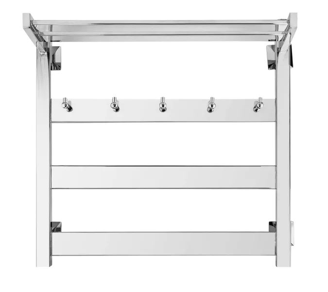 Полотенцесушитель Secado Комано 1 КСП, с крючками и полочкой, водяной, хром, Выбрать цвет: Хром, Выбрать размер: 40х60