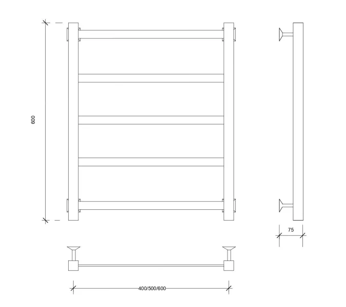 Полотенцесушитель Secado Корсико 1 водяной, хром, Выбрать цвет: Хром, Выбрать размер: 40х60, изображение 2