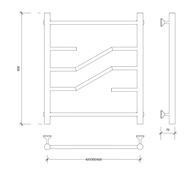 Полотенцесушитель Secado Риволи водяной, хром, Выбрать размер: 40х60, изображение 2