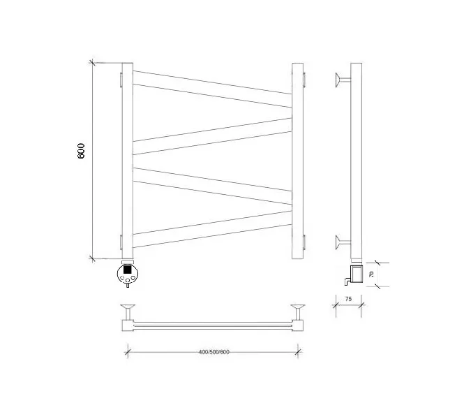 Полотенцесушитель Secado Мирано плюс ,водяной, ЧЕРНЫЙ МАТОВЫЙ, Выбрать размер: 40х60, изображение 4
