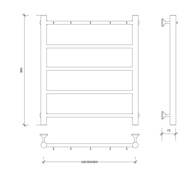 Полотенцесушитель Secado Триада 1 К ,с крючками, водяной, хром, Выбрать размер: 40х60, изображение 2