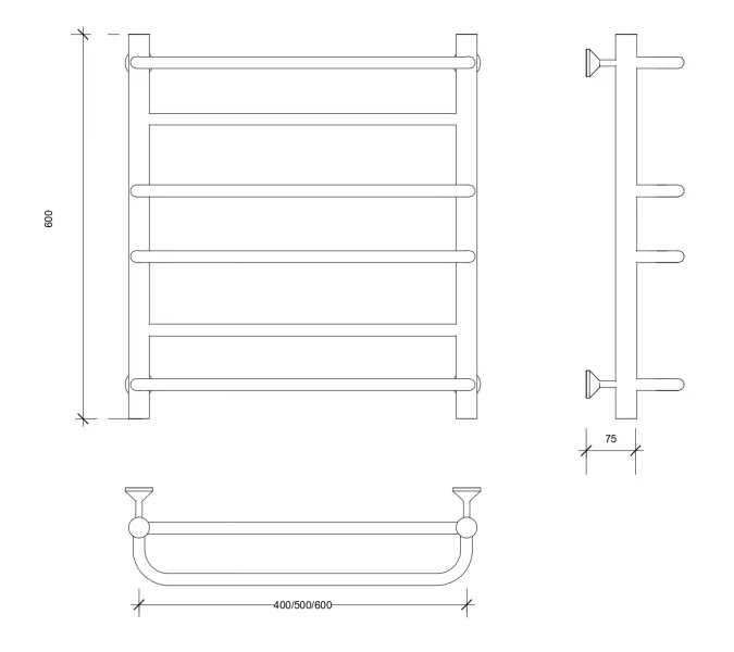 Полотенцесушитель Secado Модена 2  водяной, хром, Выбрать цвет: Хром, Выбрать размер: 40х60, изображение 3