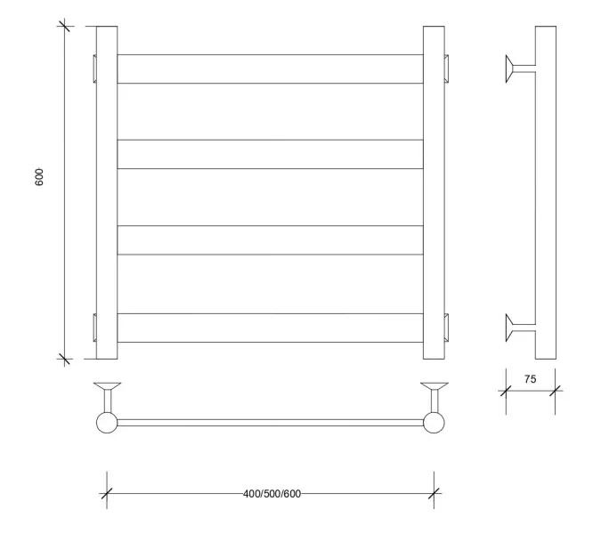 Полотенцесушитель Secado Комано 2 водяной, ЧЕРНЫЙ МАТОВЫЙ, Выбрать цвет: Черный, Выбрать размер: 40х60, изображение 2