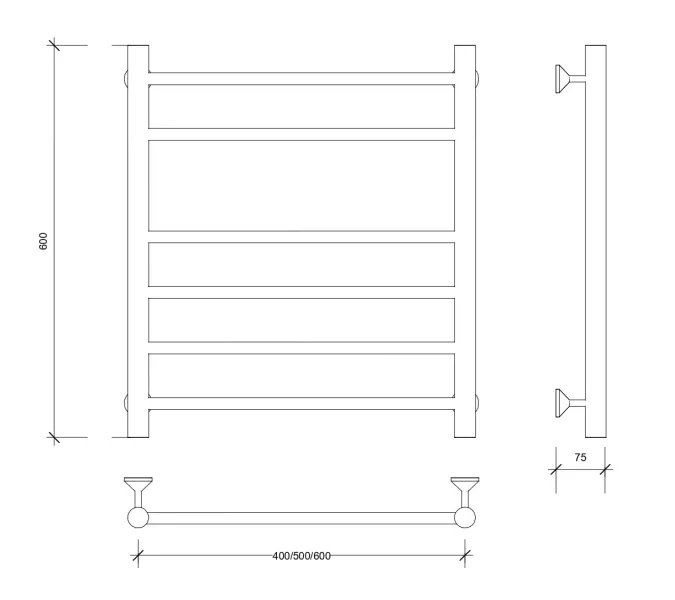 Полотенцесушитель Secado Триада 5 , водяной, хром, Выбрать размер: 40х60, изображение 2