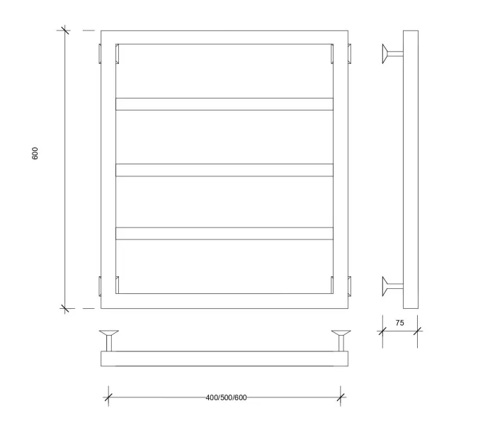 Полотенцесушитель Secado Парма  водяной, ЧЕРНЫЙ МАТОВЫЙ, Выбрать размер: 40х60, изображение 3