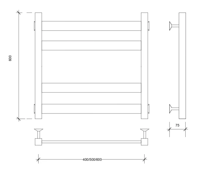 Полотенцесушитель Secado Комано 3  водяной, ЧЕРНЫЙ МАТОВЫЙ, Выбрать цвет: Черный, Выбрать размер: 40х60, изображение 3