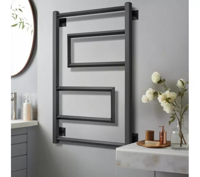 Полотенцесушитель Secado Рабби  водяной, ЧЕРНЫЙ МАТОВЫЙ, Выбрать размер: 40х80, изображение 2