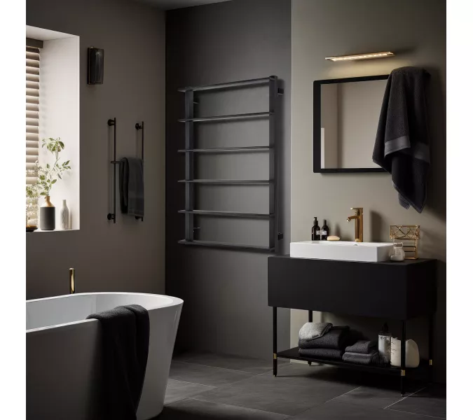 Полотенцесушитель Secado Лорето водяной, ЧЕРНЫЙ МАТОВЫЙ, Выбрать размер: 40х80, изображение 3