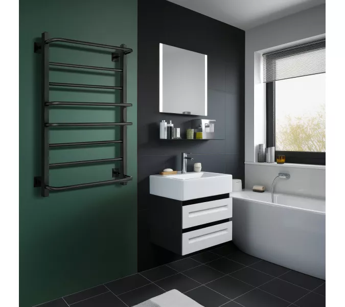 Полотенцесушитель Secado Модена 2  водяной, ЧЕРНЫЙ МАТОВЫЙ, Выбрать цвет: Черный, Выбрать размер: 40х60, изображение 2