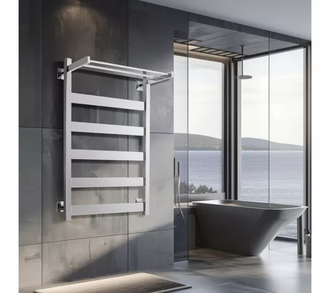 Полотенцесушитель Secado Комано 1 СП, с полочкой, водяной, хром, Выбрать цвет: Хром, Выбрать размер: 40х60, изображение 2