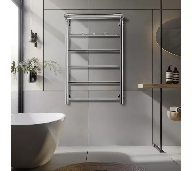 Полотенцесушитель Secado Триада 1 КСП , с крючками и полочкой, водяной, хром, Выбрать размер: 40х60, изображение 5