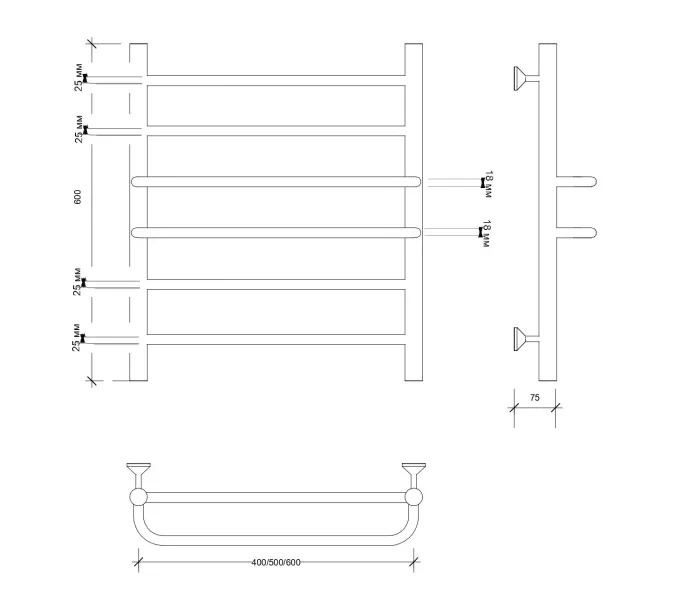 Полотенцесушитель Secado Триест, водяной, хром, Выбрать размер: 40х60, изображение 2