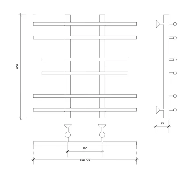 Полотенцесушитель Secado Турин 2 водяной, хром, Выбрать размер: 60х60, изображение 4