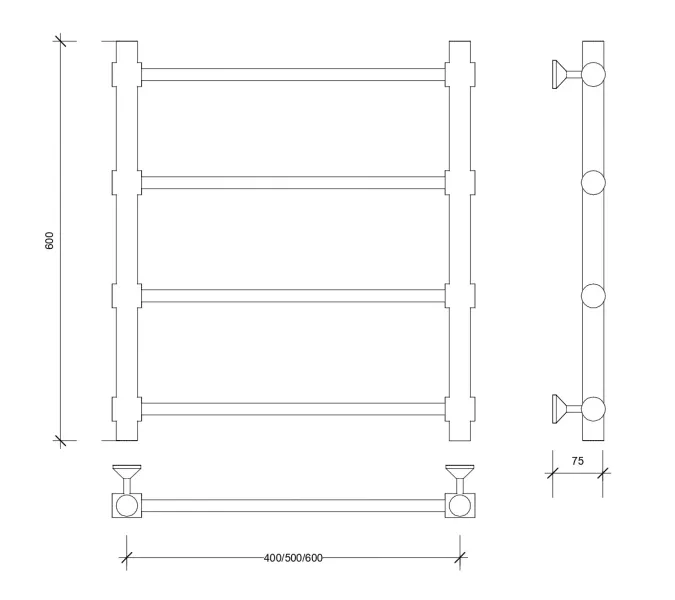 Полотенцесушитель Secado Флоренция 2 , водяной, хром, Выбрать размер: 40x60, изображение 3