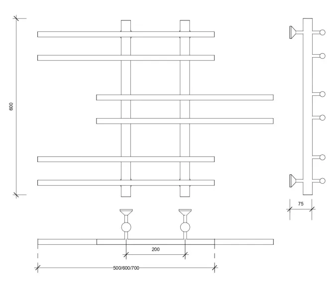 Полотенцесушитель Secado Турин 5 , водяной, хром, Выбрать размер: 50х60, изображение 6