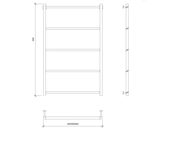 Полотенцесушитель Secado Корсико Grado водяной, ЧЕРНЫЙ МАТОВЫЙ, Выбрать размер: 40х60, изображение 3