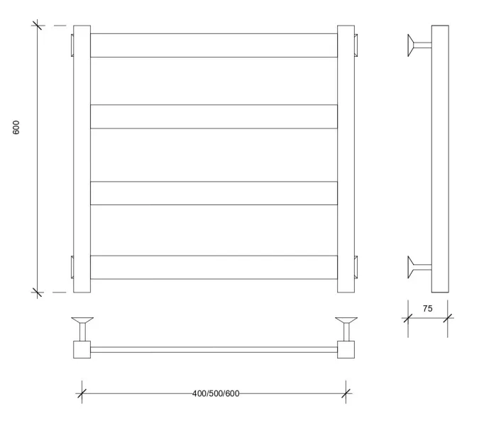 Полотенцесушитель Secado Комано 1 водяной, ЧЕРНЫЙ МАТОВЫЙ, Выбрать цвет: Черный, Выбрать размер: 40х60, изображение 3