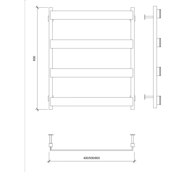 Полотенцесушитель Secado Кродо  водяной, ЧЕРНЫЙ МАТОВЫЙ, Выбрать размер: 40х60, изображение 5