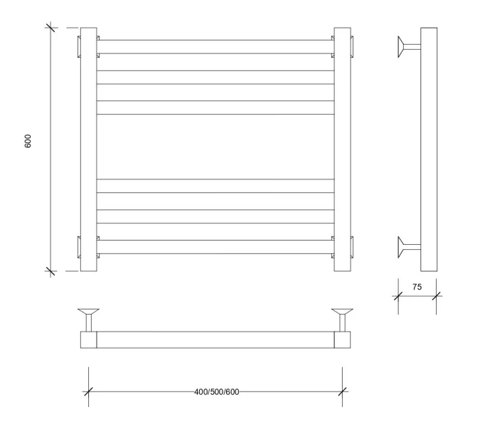 Полотенцесушитель Secado Корсико 3 водяной, хром, Выбрать цвет: Хром, Выбрать размер: 40х60, изображение 3