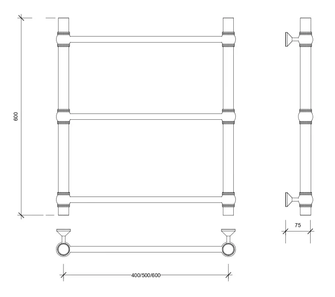 Полотенцесушитель Secado Флоренция 1 , водяной, хром, Выбрать размер: 40x60, изображение 4