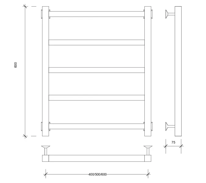Полотенцесушитель Secado Корато 1 водяной, ЧЕРНЫЙ МАТОВЫЙ, Выбрать цвет: Черный, Выбрать размер: 40х60, изображение 2